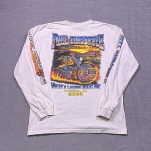 Full Throttle Saloon Sturgis SD 2003 Long Sleeve T Shirt Mens L White Biker Bar